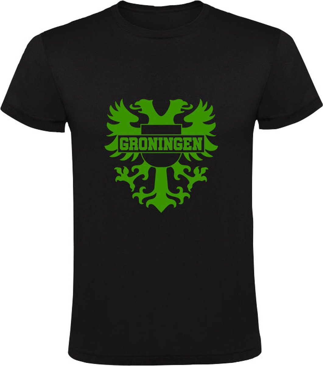 Groningen | Kinder T-shirt 104 | Zwart Groen | FC | Voetbal | Stadswapen | Groningen | Embleem